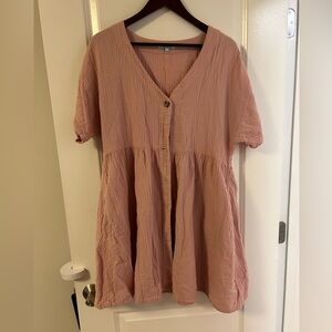 Madewell Gauze pink button front dress